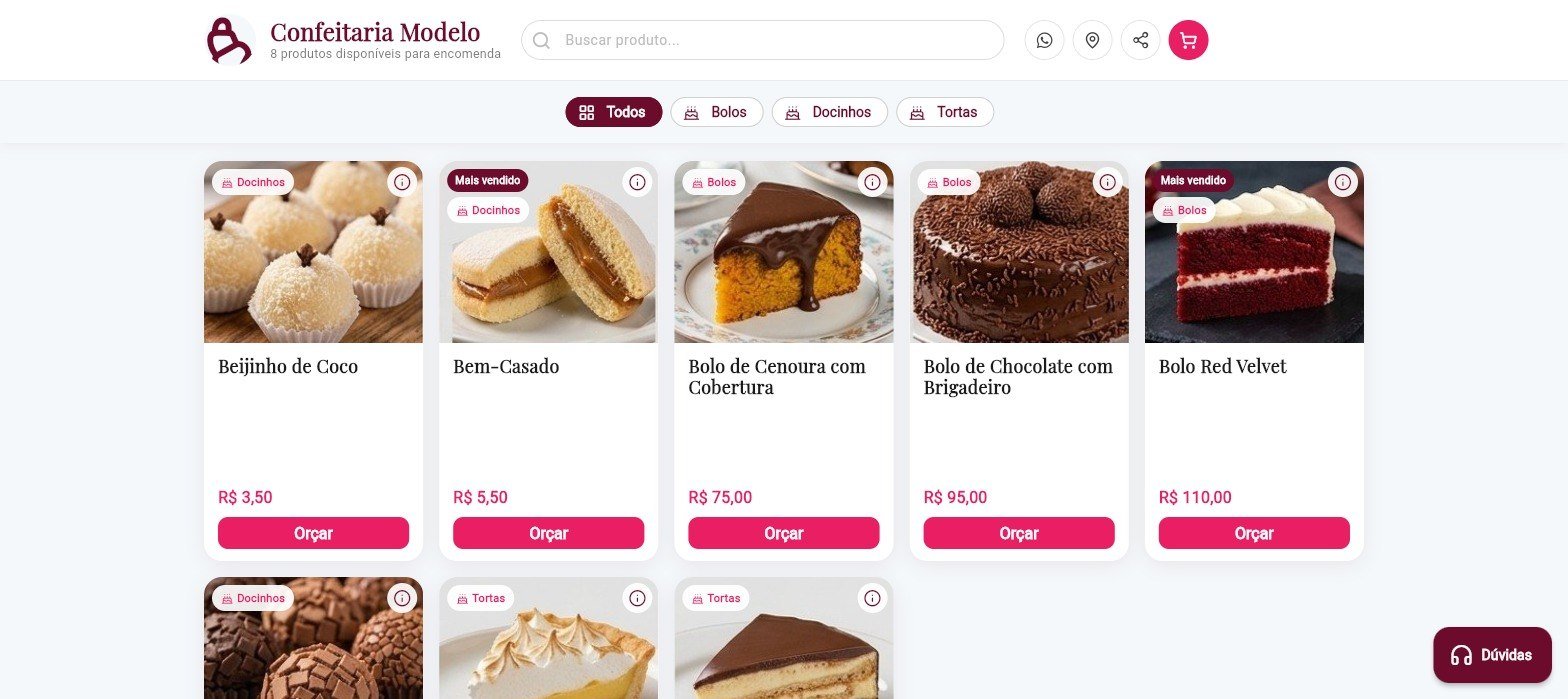 Catálogo online feito com o Confeitaria360